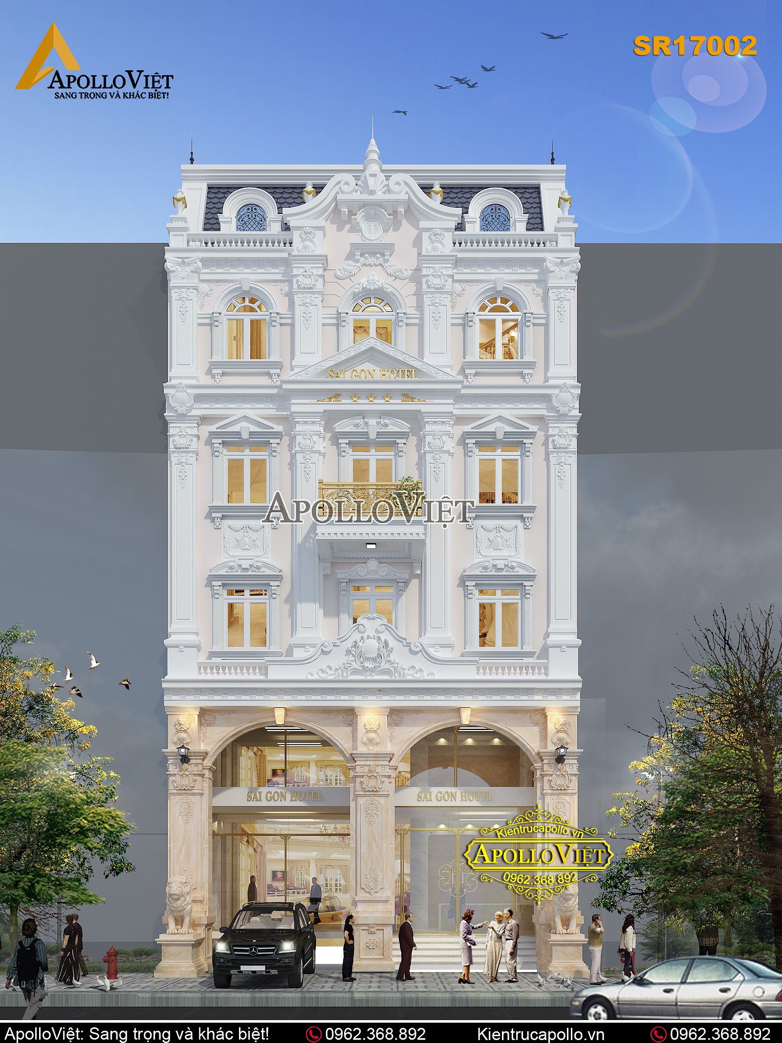 Mẫu khách sạn sang trọng tinh tế mọi góc nhìn (SR17002)